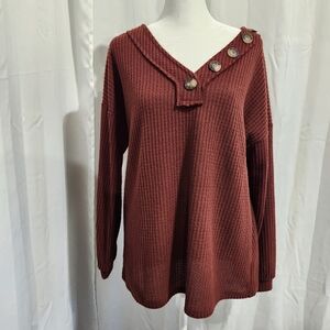 Zenana Outfitters Brick Button-Accent Top